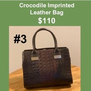 'Crocodile Embossed Leather Bag